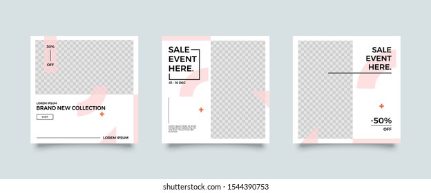 Editable Post Template Social Media Banners for Digital Marketing. Promotion Brand Fashion. Square Story frames Vector Illustration - eps 10