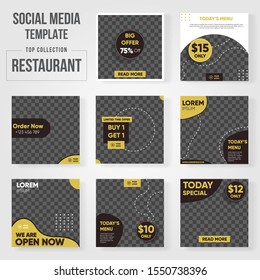 Editable Post Template Social Media Banners for Digital Marketing. Promotion Food Restaurant and more. Vector Illustration - Vector