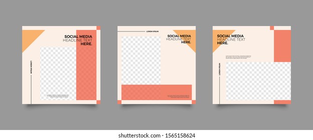 Editable Post Template Social Media Banners for Digital Marketing. Promotion Brand Fashion. Stories. Square. Streaming. Vector Illustration - Vector