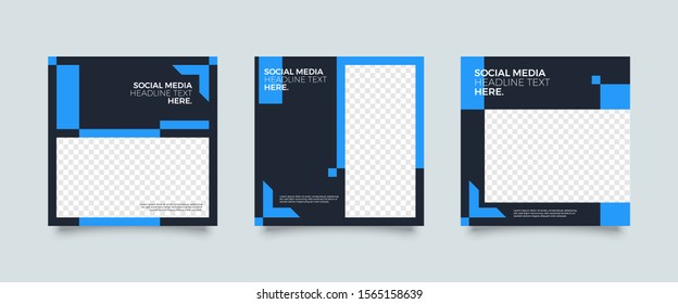 Editable Post Template Social Media Banners for Digital Marketing. Promotion Brand Fashion. Stories. Square. Streaming. Vector Illustration - Vector