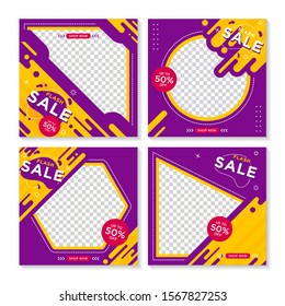 Editable Post Template Social Media Banner. Modern promotion square web banner. Elegant sale and discount promo