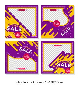 Editable Post Template Social Media Banner. Modern promotion square web banner. Elegant sale and discount promo