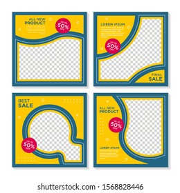 Editable Post Template Social Media Banner. Modern promotion square web banner. Elegant sale and discount promo