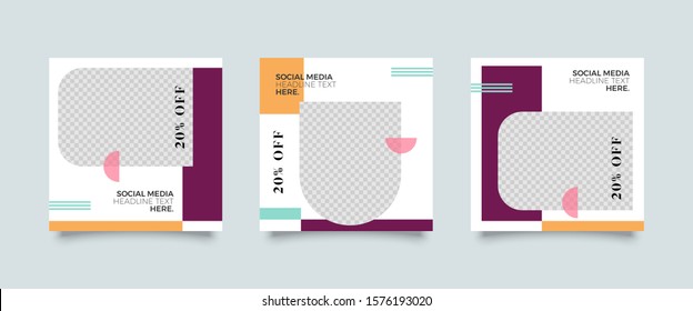 Editable Post Template Social Media Banners for Digital Marketing. Promotion Brand Fashion. Stories. Square. Streaming. Vector Illustration 