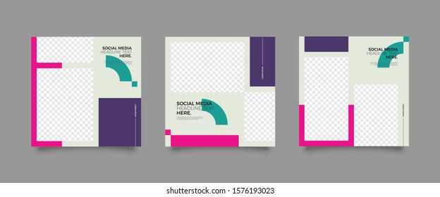 Editable Post Template Social Media Banners for Digital Marketing. Promotion Brand Fashion. Stories. Square. Streaming. Vector Illustration  
