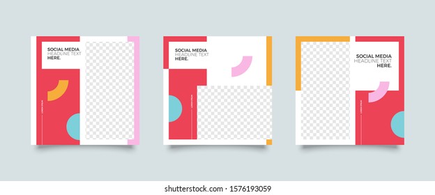 Editable Post Template Social Media Banners for Digital Marketing. Promotion Brand Fashion. Stories. Square. Streaming. Vector Illustration  
