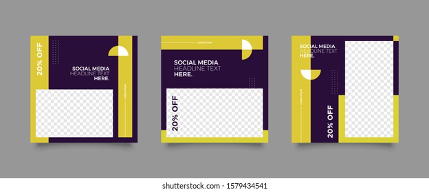 Editable Post Template Social Media Banners for Digital Marketing. Promotion Brand Fashion. Stories. Streaming. Vector Illustration - Vector