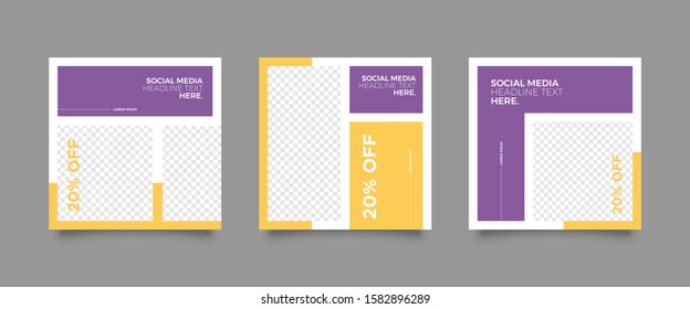 Editable Post Template Social Media Banners for Digital Marketing. Promotion Brand Fashion. Stories. Streaming. Vector Illustration - Vector