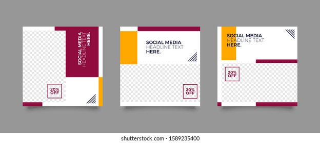 Editable Post Template Social Media Banners for Digital Marketing. Promotion Brand Fashion. Stories. Streaming. Vector Illustration - Vector 