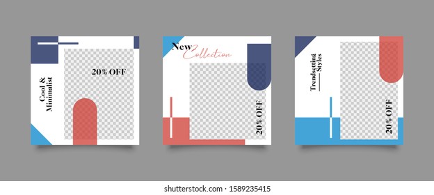 Editable Post Template Social Media Banners for Digital Marketing. Promotion Brand Fashion. Stories. Streaming. Vector Illustration - Vector 