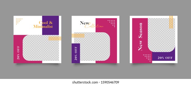Editable Post Template Social Media Banners for Digital Marketing. Promotion Brand Fashion. Stories. Streaming. Vector Illustration - Vector
