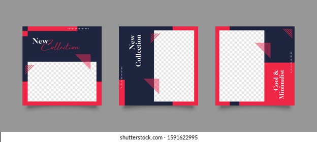 Editable Post Template Social Media Banners for Digital Marketing. Promotion Brand Fashion. Stories. Streaming. Vector Illustration - Vector 