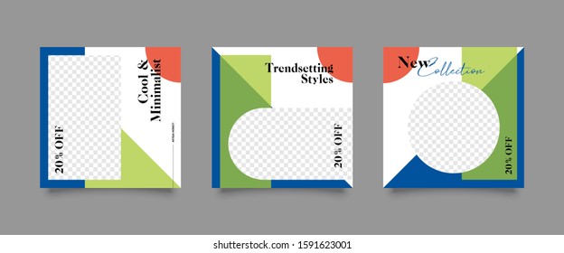 Editable Post Template Social Media Banners for Digital Marketing. Promotion Brand Fashion. Stories. Streaming. Vector Illustration - Vector 