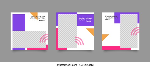 Editable Post Template Social Media Banners for Digital Marketing. Promotion Brand Fashion. Stories. Streaming. Vector Illustration - Vector 