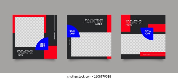 Editable Post Template Social Media Banners for Digital Marketing. Promotion Brand Fashion. Stories. Streaming. Vector Illustration - Vector 