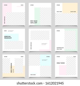 Editable Post Template Social Media Banners for Digital Marketing. Promotion Brand Fashion. Stories. Streaming. Modern promotion square web banner for social media mobile apps
