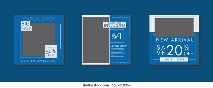 Plantilla editable Banners de medios sociales para marketing digital. Moda de la marca Promo. Historias. Ilustración vectorial
