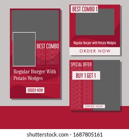 Editable Post Template Social Media Banners for Digital Marketing. Promo Brand Food. Stories. Vector Illustration
