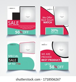 Editable Post Template Social Media Banners for Digital Marketing. Discount Web Banner