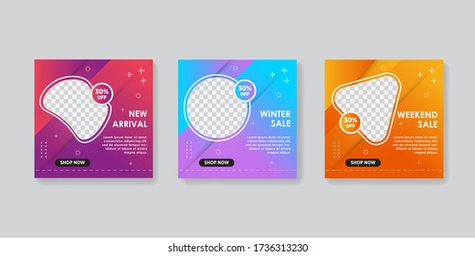 Editable Post Template Social Media Banners for Digital Marketing. Promotion Brand Fashion. Stories. Streaming. Vector Illustration - Vector 