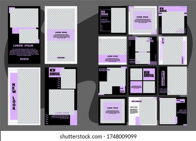 Editable Post Template Social Media Banners for Digital Marketing. Promotion Brand Fashion. Stories. Streaming. Vector Illustration