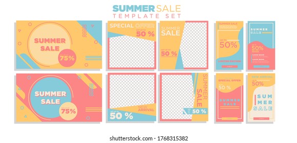 Vector de colección de medios sociales de venta de verano