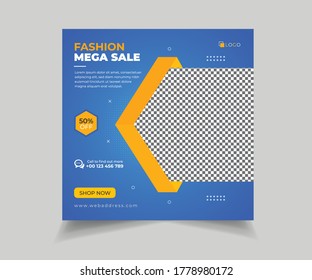 Bearbeitbare Post Template Social Media Banner für Digital Business Marketing. Square Flyer Poster Design, Fashion Mega Sale Social Media Post, Web-Banner-Werbung Design