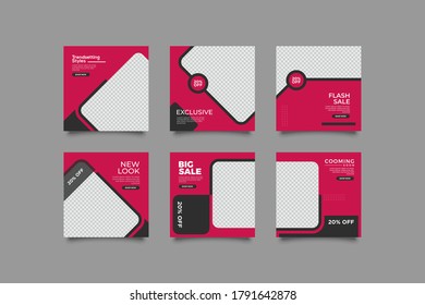 Editable Post Template Social Media Banners for Digital Marketing. Promotion Brand Fashion. Stories. Streaming. Vector Illustration - Vector
