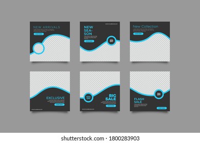 Editable Post Template Social Media Banners for Digital Marketing. Promotion Brand Fashion. Stories. Streaming. Vector Illustration - Vector