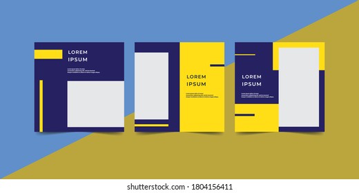 Editable Post Template Social Media Banners in Blue Yellow Frame Color. EPS 10.