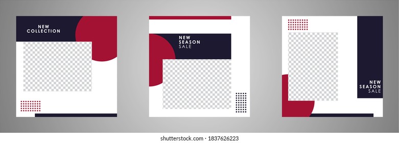 Editable Post Template Social Media Banners for Digital Marketing. Promotion Brand Fashion. Stories. Streaming. Vector Illustration - Vector.