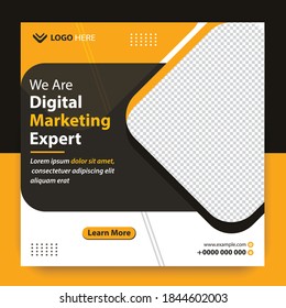 Plantilla de publicación editable Banners de medios sociales para marketing digital. Ilustración vectorial. plantilla de banner de medios sociales de color negro y amarillo. 