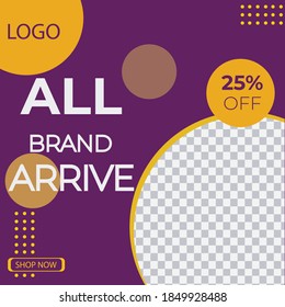 Editable post template social media banner
