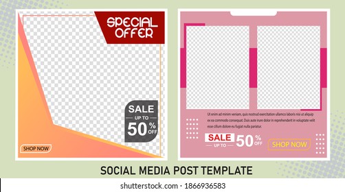 Editable Post Template Social Media Banners for Digital Marketing. Promotion Brand Fashion Sale Discount.