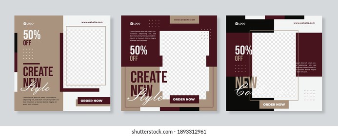 Editable Post Template Social Media Banners for Digital Marketing. Promotion Brand Fashion. Stories. Streaming. Simple style. Vector Illustration