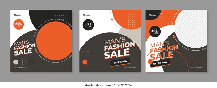 Editable Post Template Social Media Banners for Digital Marketing. Promotion Brand Fashion. Stories. Streaming. Black and Orange background color. Vector Illustration