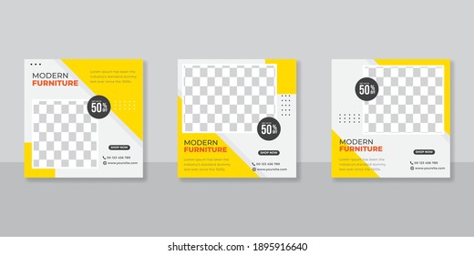 Editable Post Template Social Media Banners for Digital Marketing. Promotion Brand furniture. Stories. Streaming.