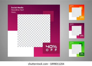 Editable post template social media banners for digital marketing. Set of sale banner template design. Vector illustration.