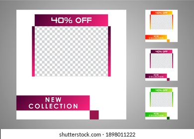 Editable post template social media banners for digital marketing. Set of sale banner template design. Vector illustration.