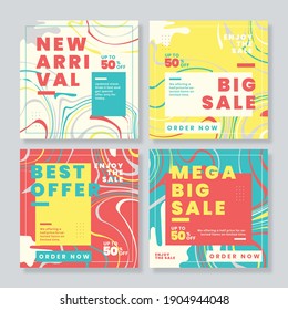 Editable Post Template Social Media Banners for Digital Marketing. Yellow and green background color. Vector Illustration