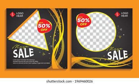 Editable Post Template Social Media Banners for Digital Marketing. Promotion Brand Fashion. Stories. Streaming. Black color Social media Post Design Template