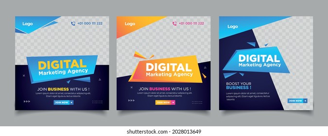 Bearbeitbare Post Template Social Media Banner für Digital Marketing.	