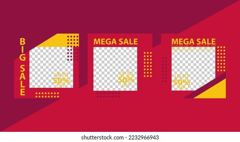 Editable Post Template Social Media Banners for Digital Marketing. Vector Illustration.