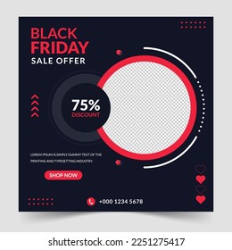 Editable Post Template Social Media Banners for Black Friday Offer