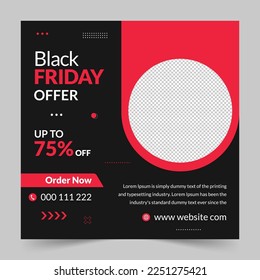 Editable Post Template Social Media Banners for Black Friday Offer