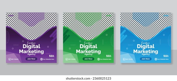 Plantilla de publicación editable Banners de medios sociales para marketing digital.