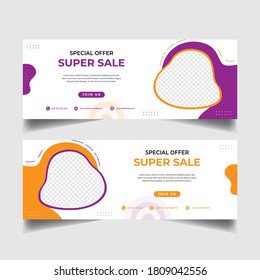 Editable Post Template Special offer super sale Social Media Covers, Color purple , Orange and Black