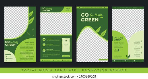 Editable post templates for social media ads. web ad design promotion potrait banner with green colors theme