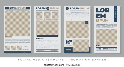 Editable post templates for social media ads. Promotions Portrait Banner Ad banner, with newspaper theme.