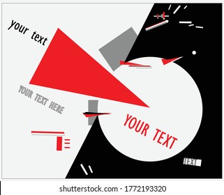 Editable poster in the suprematism (El Lissitzky) contemporary art style template. Flat disign. 